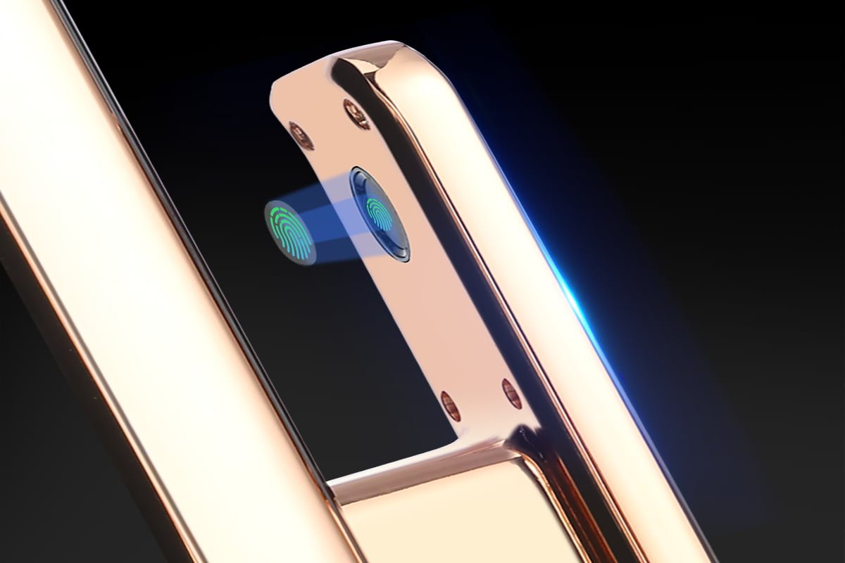 SAMULAI smart lock showcasing biometric security trends with fingerprint and facial recognition